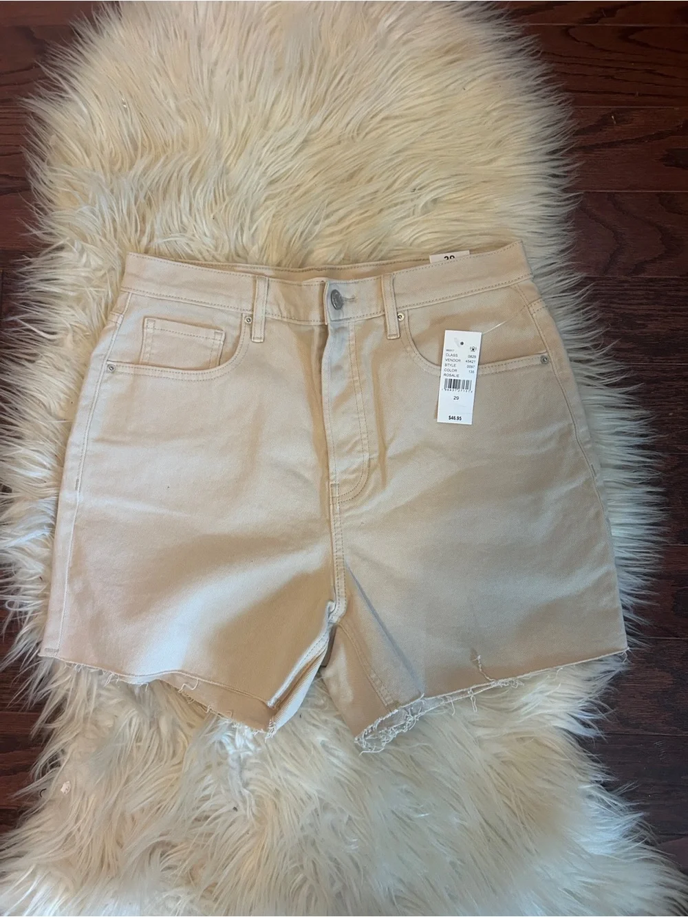 PacSun High-Rise Mom Denim Shorts Tan Beige Size 29 Frayed Hem